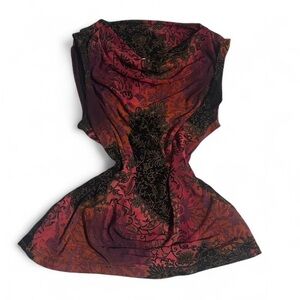 Elegant Red and Black Floral top